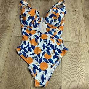 New Bravissimo Ladies Sicily Tangerine Padded Underwire Swimsuit Size 34 GG - Picture 1 of 2