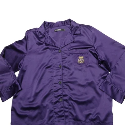 Camisa de pijama Lauren Ralph Lauren para mujer XL púrpura satinado botón frontal para dormir Foto 1 de 4