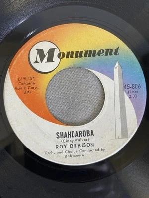 ROY ORBISON 45 Shahdaroba / In Dreams 7" POP ROCK Record Vinyl Monument Records - Image 1 of 4