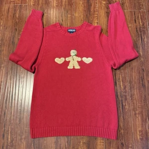 Suéter de Navidad LandsEnd para Hombres Talla Med 10-14 Rojo Pan de Jengibre Hombre Corazones Leer Negro - Imagen 1 de 10