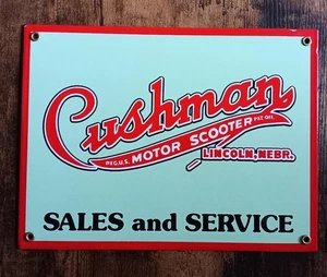Cushman Motor Scooter Sales & Service Porcelain Sign Home Garage Shop Decor - Picture 1 of 1