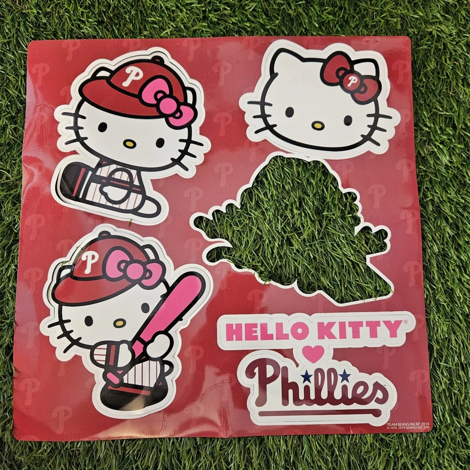 Muy Raro Hello Kitty ✕ Juego de Imanes para Coche Philadelphia Phillies - (Falta 1 Imán) Foto 1 de 4