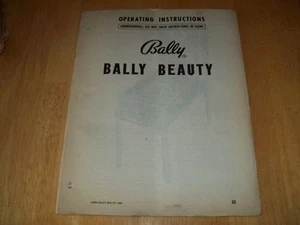 Bally Beauty Flipper Bingo Handbuch Bally Original - Bild 1 von 1
