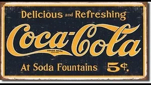 Coca-Cola - Delicioso y refrescante letrero de metal/estaño de fuentes de soda #1235 - Imagen 1 de 1