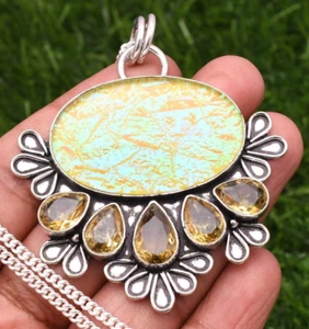 Ciondolo gioiello fatto a mano con pietra preziosa in argento sterling 925 op... - Foto 1 di 8