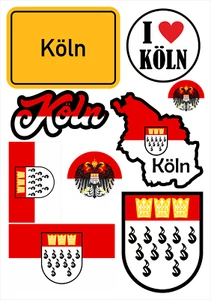 Köln Deutschland Aufkleber Karte Sticker-Bogen Stadt Auto Fahne Flagge Decal - Bild 1 von 6