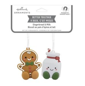 Hallmark Better Together Magnetic Ornament SET Gingerbread Man & Milk NEW - Picture 1 of 3