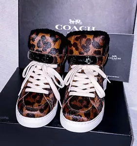 Coach Richmond High Top Genuine Leather, Shearling, Wool Sneakers Size 5M NEW! - Picture 1 of 12