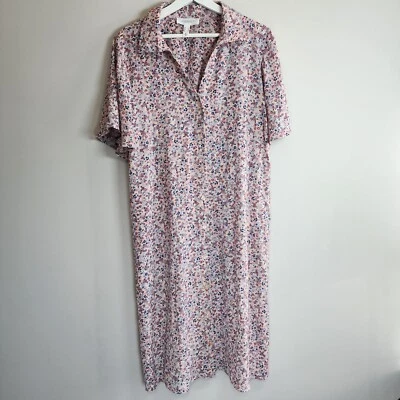 ADDITION ELLE Shirt Dress Womens 18 Pink Floral Button Up Pockets Lightweight Foto 1 de 4
