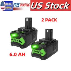 2 PCS 18V Lithium Battery for Ryobi P200 P201 P203 P102 P107 P108 BPL1815 6.0Ah - Picture 1 of 4