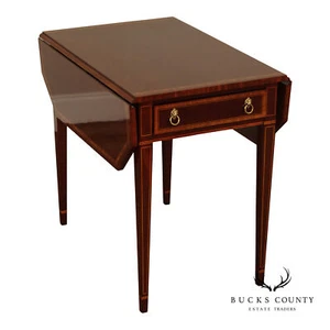 Kindel Federal Style Inlaid Mahogany Drop Leaf Pembroke Side Table - Picture 1 of 18