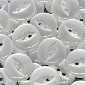 Polyester Fish Eye Buttons Pearl White Pack of 10 - Picture 1 of 1