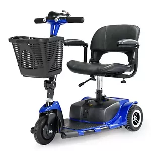 Seniors Foldable Mobility Scooter 3 Wheel Mobility Electric with Basket (Blue) - Picture 1 of 9