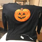 Trick Or Treat! Halloween Sweater With Light Up Pumpkin Black Size small women