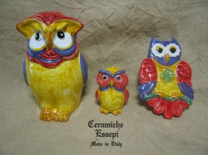 2 GUFO ceramica e placca appendere - pottery OWL - Foto 1 di 1
