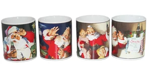 Coke Coca Cola Christmas Santa Claus Holiday Portaits Coffee Mug Lot of 4 MIB - Picture 1 of 4