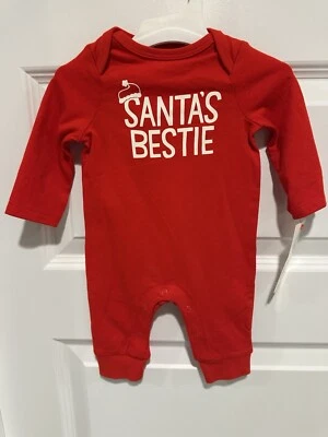 New Carter's Newborn Santas Bestie Christmas Romper 1 Piece Cotton Newborn NWT - Image 1 of 4