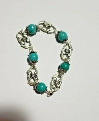 Turquoise hand crafted bracelet with fold over clasp. Work, Play, fashion, fun - Image 1 of 3