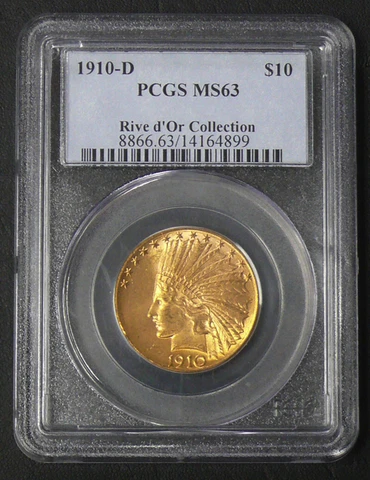 1910-D MS-63 PCGS - RIVE D'OR COLLECTION - $10 GOLD EAGLE - VERY NICE COIN Cover