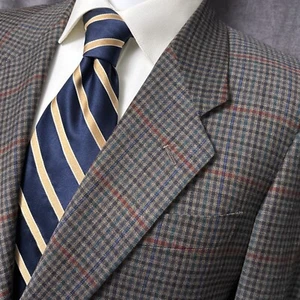 Pal Zileri Sport Coat 38R US Tan Red Blue Plaid Italian Wool Classic Blazer - Picture 1 of 9