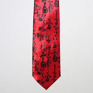 Corbata roja Enyu negra caligrafía china prosperidad paz - Imagen 1 de 5