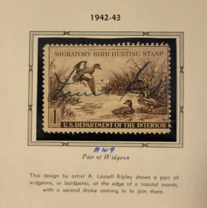 Scott #RW9 $1, 1942 US Duck Stamp, MNG - Picture 1 of 3