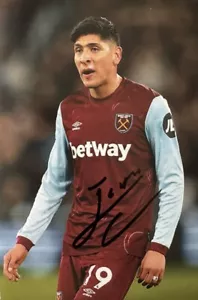 Edson Alvarez West Ham United foto 6x4 firmata a mano 1 - Foto 1 di 1