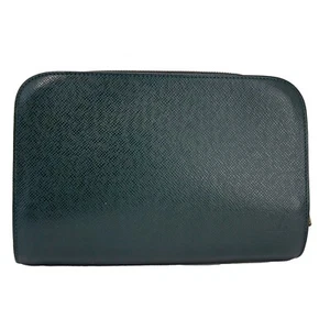 LOUIS VUITTON Taiga Baikal Epicea Leather Clutch Bag Accessories Pouch France - Picture 1 of 18