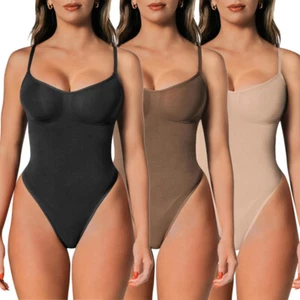 Women Tummy Control Body Sculpting Shaper Thong Seamless Bodysuit Shapewear Top - Picture 1 of 27