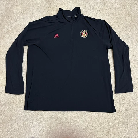 Atlanta United Men's Black Adidas Ultimate Tee Long Sleeve Pullover Size 2XL Cover