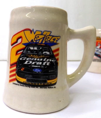 1995 Nascar RUSTY WALLACE #2 Mini Bear Stein THUNDERBIRD Shot Glass 3" tall - Image 1 of 3