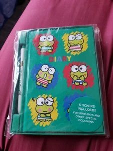 Neu versiegelt Vintage Kerokerokeroppi Tagebuch Buch 1988 93 seltene Sanrio Aufkleber - Bild 1 von 4