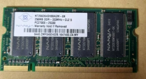 NANYA NT256D64SH8BAGM-6K PC2700S-25330 256MB DDR SODIMM PC2700 333MHz 335925-001 - Picture 1 of 1