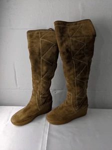 Michael Kors Crosby Suede Sherpa Lined Knee High Wedge Boots Womens Size 9 - Picture 1 of 7