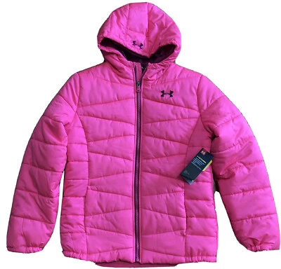 Under Armour Girls ColdGear Storm Puffer Hooded Jacket Pink Youth L Large  NWT - Image 1 of 3