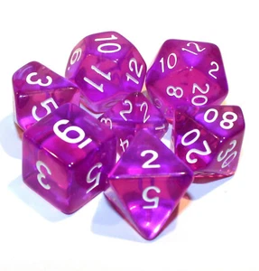 Juego de 7 Piezas Dados Poliédricos - Victo Violaceous Púrpura Translúcido - Bolsa Púrpura - Imagen 1 de 2