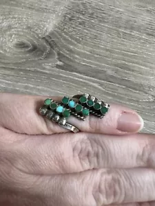 Vintage Native American Zuni Sterling Silver Turquoise Ring Size 3.5 Bin 47 - Picture 1 of 1
