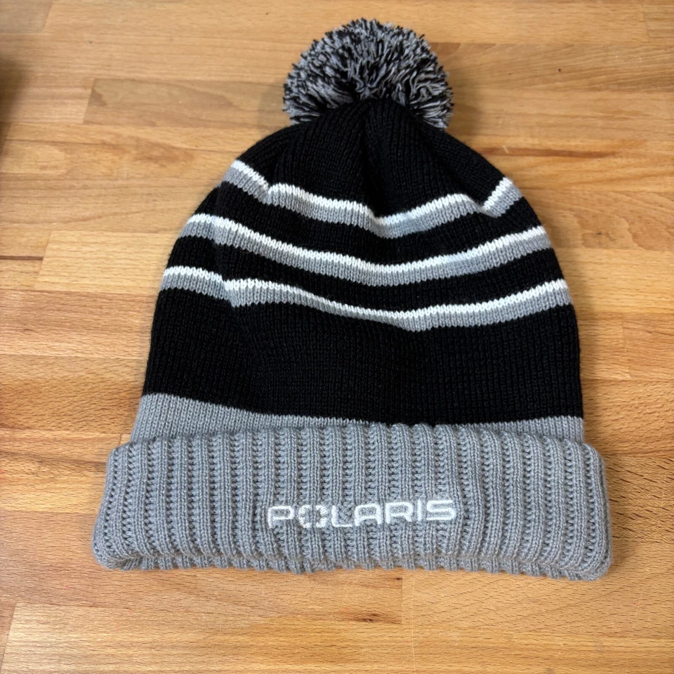 Gorra Polaris Talla Única Negra Gris Deportes de Motor Tejido Invierno Sombrero Foto 1 de 4