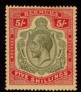 BERMUDA 1918-22 5/- Block CA wmk fine mint hinged SG53.....................40775 - Picture 1 of 1