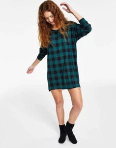 Jenni Women's Long Sleeve Supersoft Sleepshirt June Bug Buffalo Check Size 2XL - Picture 1 of 7