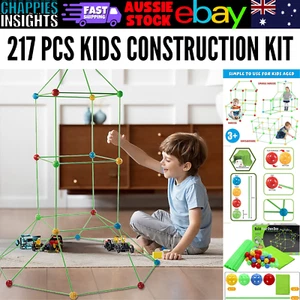 217 Pieces Construction Fort Castle Den Building Set Kids Child Home - Picture 1 of 12