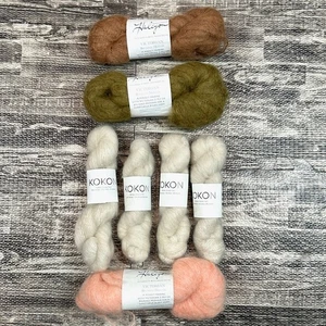 Lote de 7 madejas 3x Halcyon Mohair cepillado 4x Kokon Mohair hilo grueso 871 yardas - Imagen 1 de 6