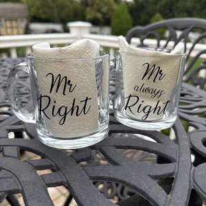 Mr. Right & Mr. Always Right Kaffeebecher Tasse 2er Set Klarglas His And His. - Bild 1 von 8