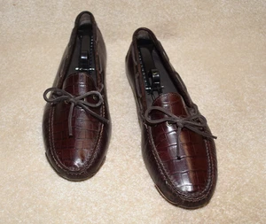 GORGEOUS COLE HAAN "EMBOSSED CROCODILE" DRIVERS / LOAFERS 12 M $325 - Picture 1 of 8
