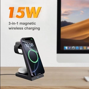 3in1 Magnetic Wireless Charging Station For Apple Watch S10 Ultra iPhone 16 Pro - Picture 1 of 20