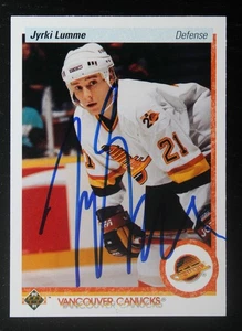 AUTOGRAPHED - Jyrki Lumme Upper Deck #297 Vancouver Canucks 1990 NHL - Picture 1 of 2
