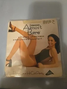 Almost Bare Pantyhose Vintage Floral Lace Hi Cut Panty Size C Precious Ivory-NOS - Picture 1 of 4