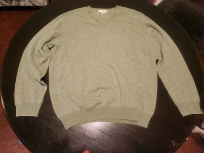 Suéter Kinross 100 % cachemir para hombre cuello en V - grande - verde Foto 1 de 4