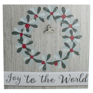 Northlight 10-Inch Christmas Wreath Joy to the World Canvas Wall Art Photo Clip - Picture 1 of 3
