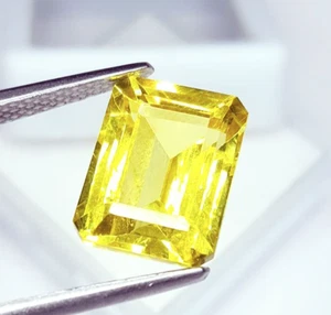Natural Yellow Sapphire 10 Ct Emerald Certified Loose Gemstone Cut Sapphire OA10 - Picture 1 of 13